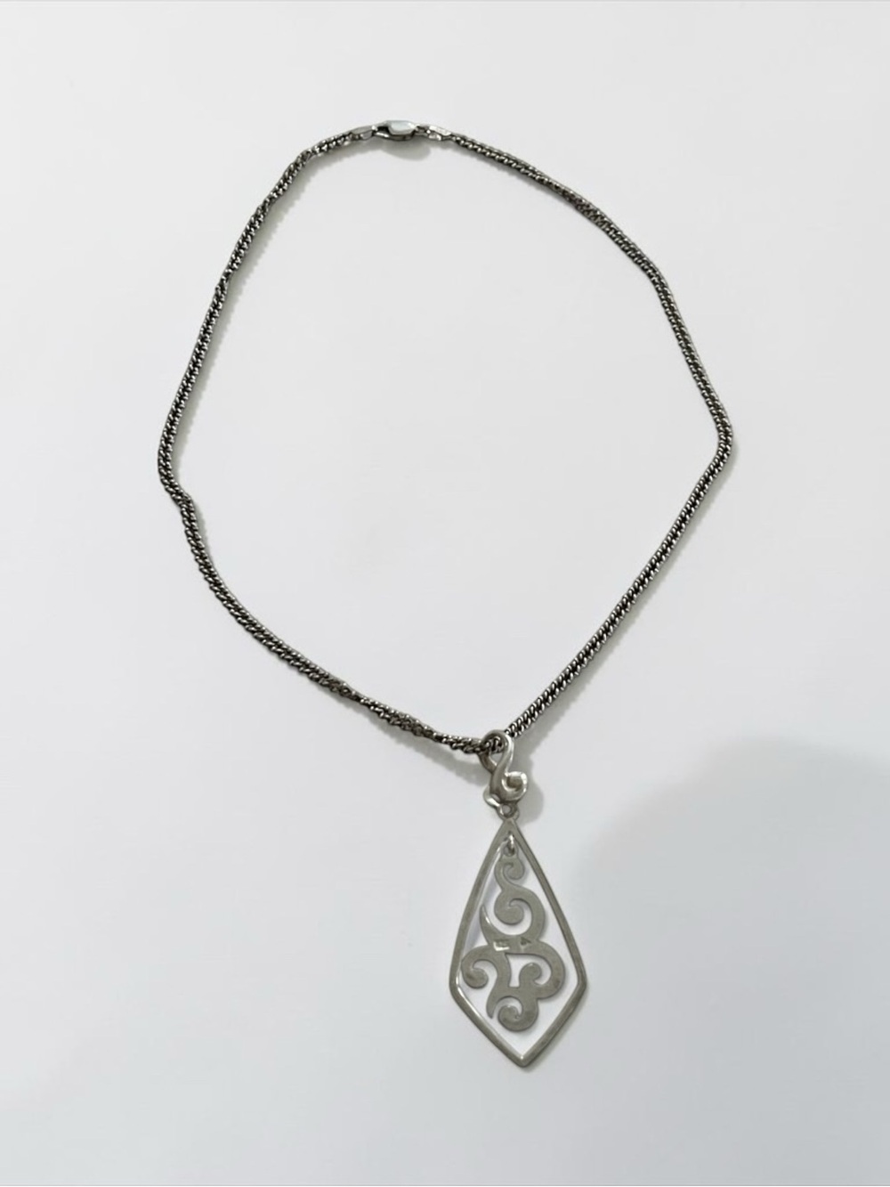 Sterling Silver Filigree Teardrop Pendant Necklace - Silver - Picture 5 of 6